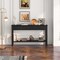 Costway 60" Console Table Retro Entryway Sofa Table with 4 Drawers & Open Shelf Hallway Cream White/Black
